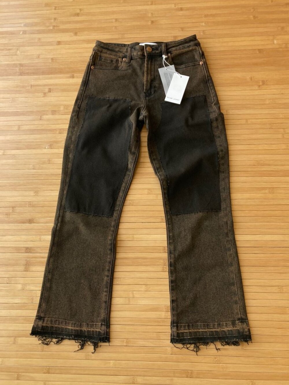 Dear John Jodi Straight Leg Ankle Jeans Western Raw Hem Womens 25 Brown NWT
